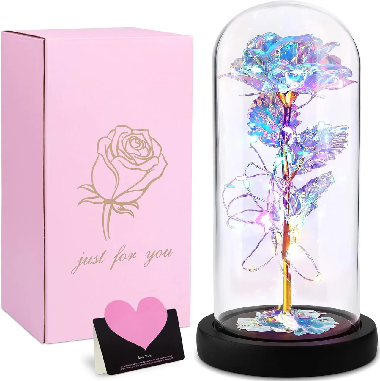 Rose éternelle sous cloche « La Belle et la Bête »
